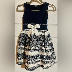 Lilt White and Blue Tiered Ruffled Wedding Guest Dress